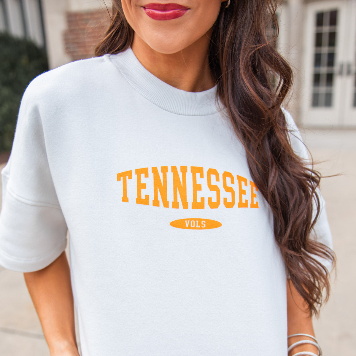 Tennessee Boxy Cropped Crew|White Tennessee VOLS Cropped Crew|White Tennessee Boxy Short-Sleeve Crew