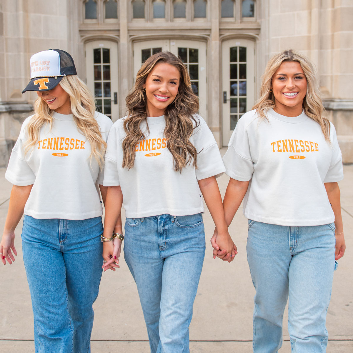 Tennessee Boxy Cropped Crew|White Tennessee VOLS Cropped Crew|White Tennessee Boxy Short-Sleeve Crew