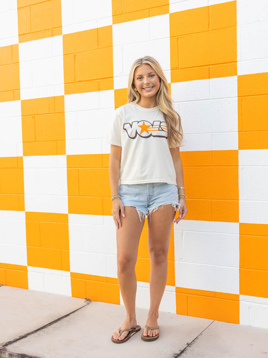 Cropped Cream Vols Star Short-Sleeve T-Shirt