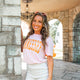 Pink Tennessee T-Shirt|Pink Tennessee Tee|Pink Tennessee T-Shirt with Orange Letters|Pink Tennessee T-Shirt with Orange Letters|Pink Tennessee T-Shirt with Orange Letters