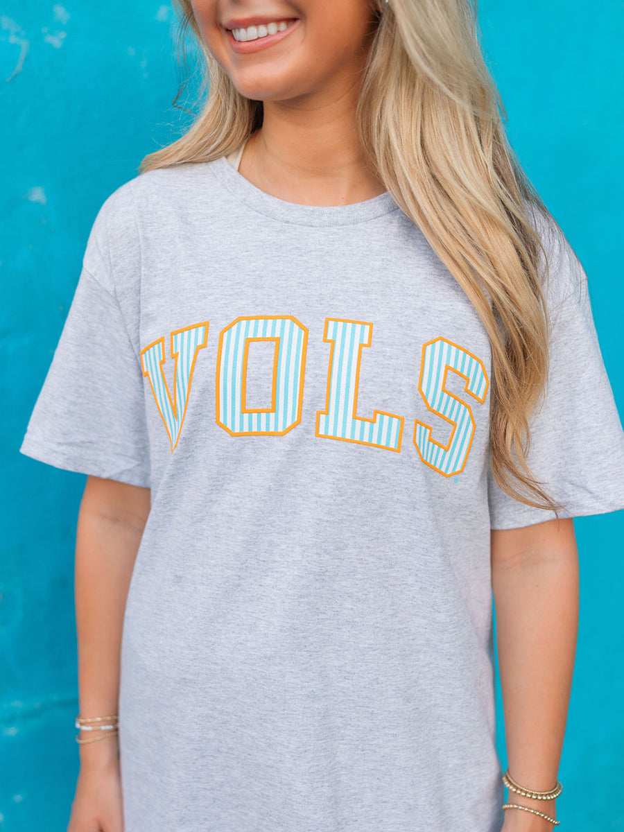 Vols Blue Pinstripe Short-Sleeve T-Shirt, Grey