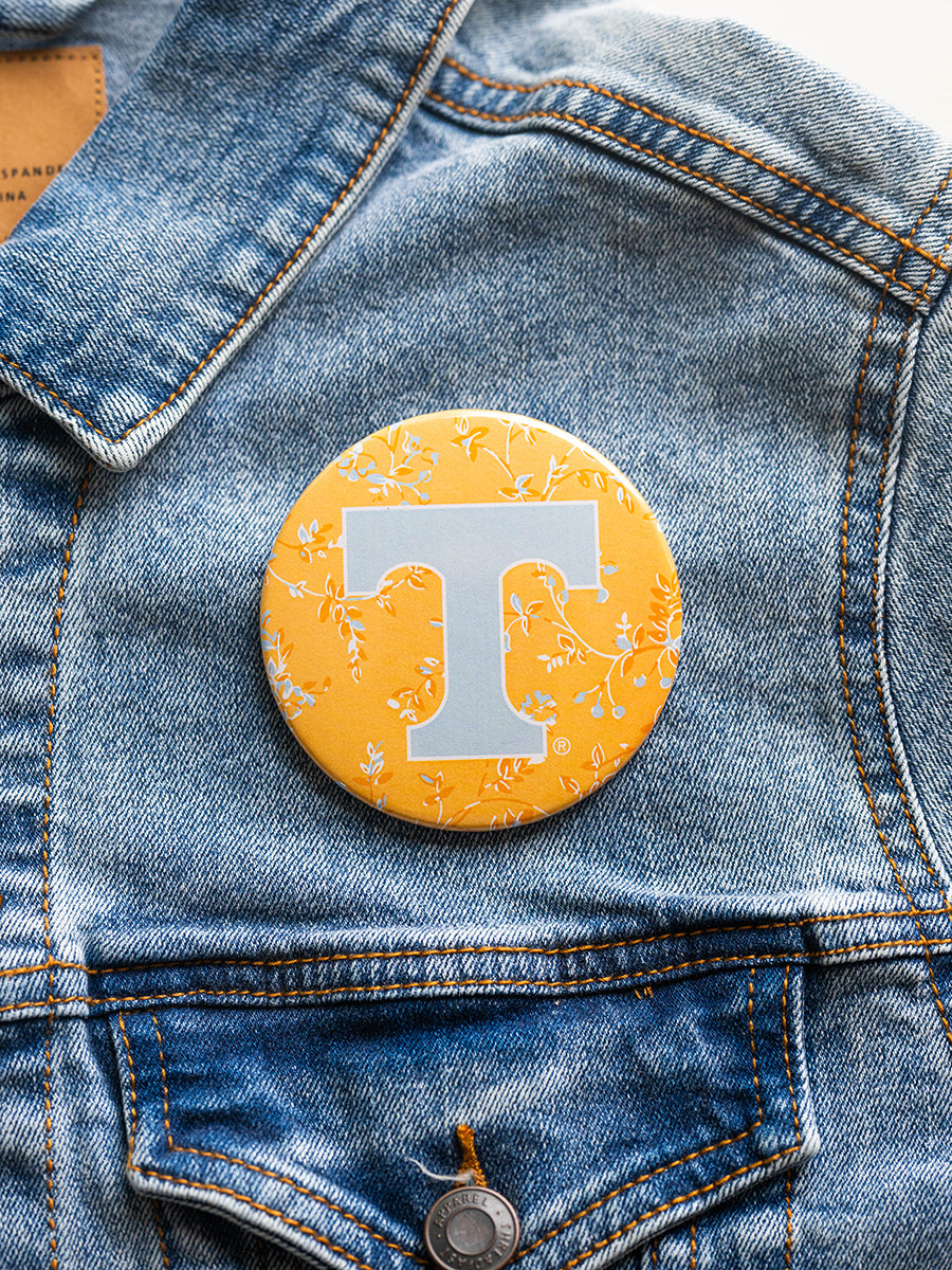 3" Floral Background "Power T" Button (3 Colors)