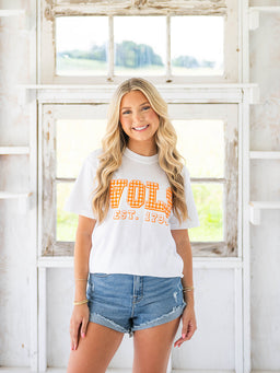Gingham "Vols" Short-Sleeve T-Shirt