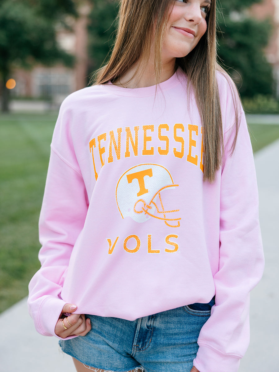 Pink Tennessee Helmet Crew Sweatshirt