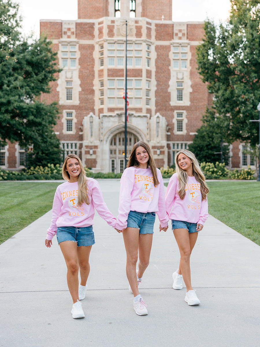 Pink Tennessee Helmet Crew Sweatshirt
