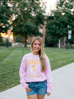 Pink Tennessee Helmet Crew Sweatshirt