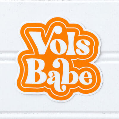 Orange and White Vols Babe Decal
