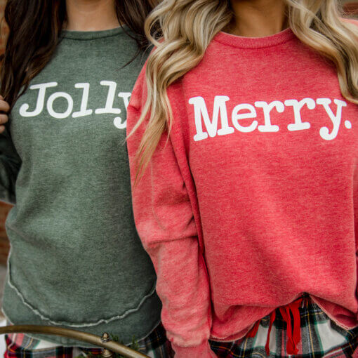 Vintage Christmas Jolly Green Crew Sweatshirt