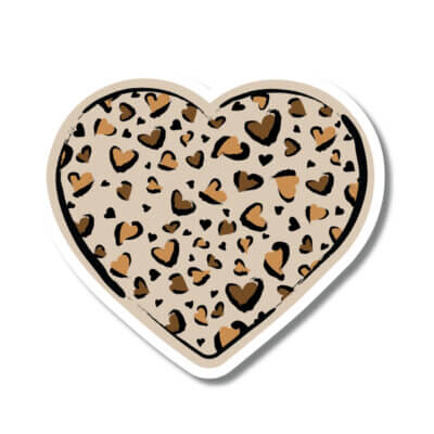 Heart Patterned Leopard Print Heart Decal