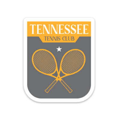 Grey and Orange Tennessee Tennis Club Decal with Tennis Racquet Graphic