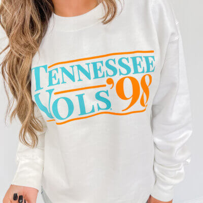 White Throwback Tennessee Vols 1998 Crew Sweatshirt