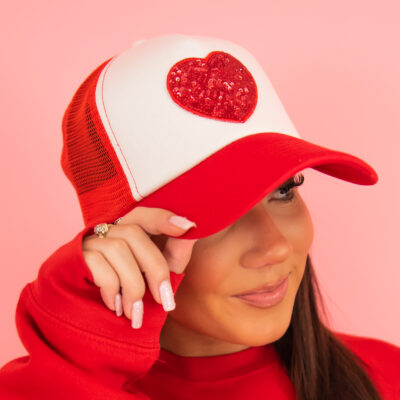 Sequin Heart Patch Hat