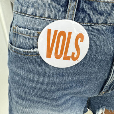 Orange on White VOLS Button