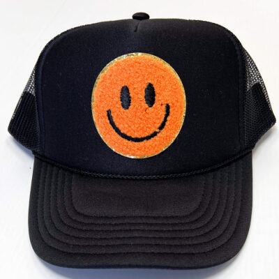 Chenille Smiley Face Trucker Hat