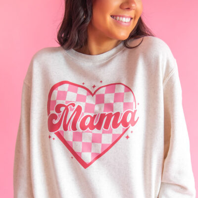 Mama Checkered Heart Sweatshirt